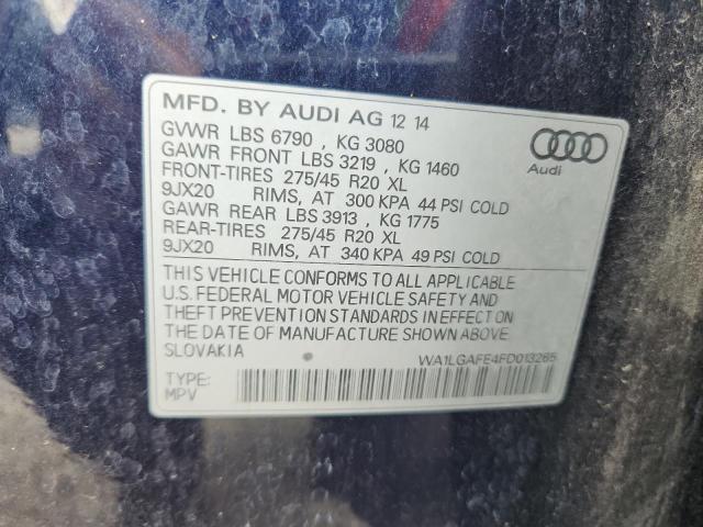 WA1LGAFE4FD013265 - 2015 AUDI Q7 PREMIUM PLUS Niebieski zdjęcie 13