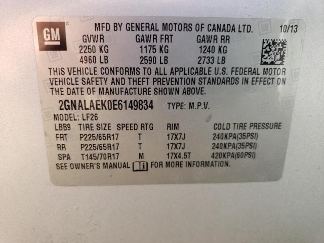 2GNALAEK0E6149834 - 2014 CHEVROLET EQUINOX LS SILVER photo 12