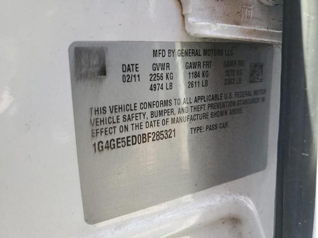 1G4GE5ED0BF285321 - 2011 BUICK LACROSSE CXS WHITE photo 12
