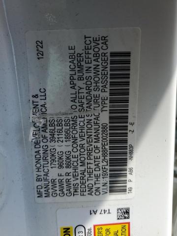 19XFL2H88PE002880 - 2023 HONDA CIVIC SPORT WHITE photo 12