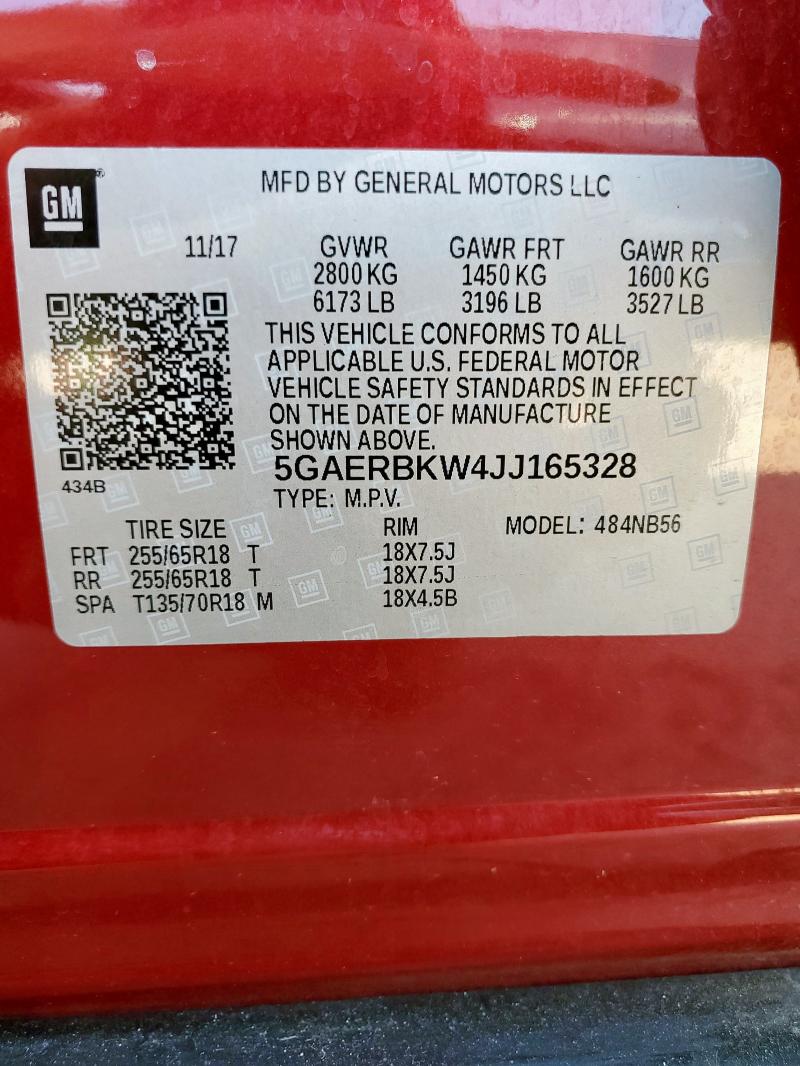 5GAERBKW4JJ165328 - 2018 BUICK ENCLAVE ESSENCE RED photo 14