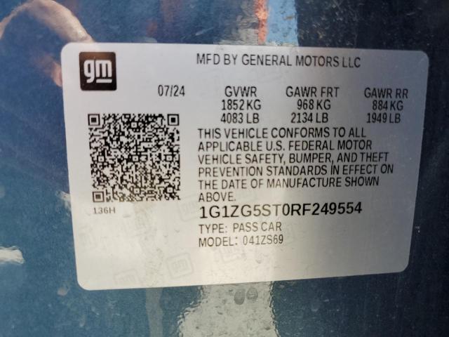 1G1ZG5ST0RF249554 - 2024 CHEVROLET MALIBU RS 蓝色 照片 12