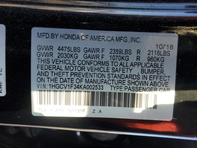 1HGCV1F34KA002533 - 2019 HONDA ACCORD SPORT BLACK photo 13