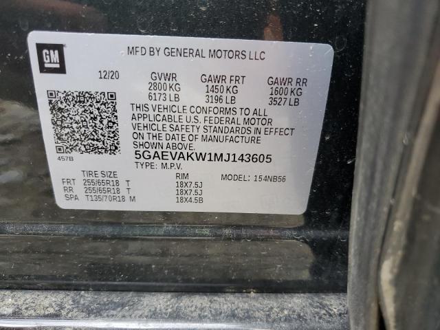 5GAEVAKW1MJ143605 - 2021 BUICK ENCLAVE ESSENCE 黑色 照片 13