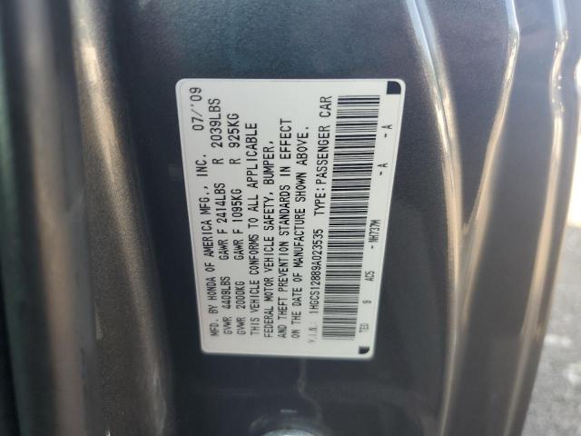 1HGCS12889A023535 - 2009 HONDA ACCORD EXL GRAY photo 12