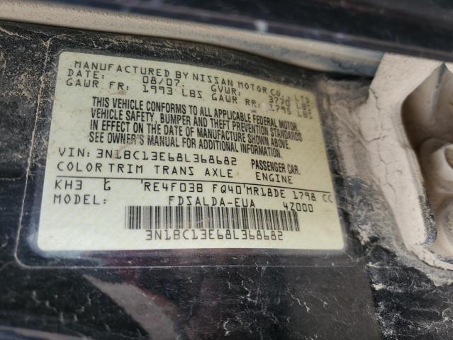 3N1BC13E68L368682 - 2008 NISSAN VERSA S BLACK photo 13