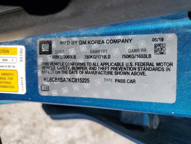 KL8CB6SA7KC815225 - 2019 CHEVROLET SPARK LS Dəniz mavisi foto 12