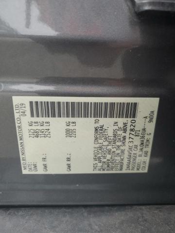 1N4AA6AV5KC377820 - 2019 NISSAN MAXIMA S Сұр фото 12