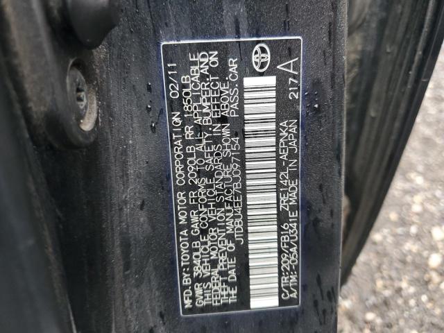 JTDBU4EE7BJ097154 - 2011 TOYOTA COROLLA BASE Czarny zdjęcie 12