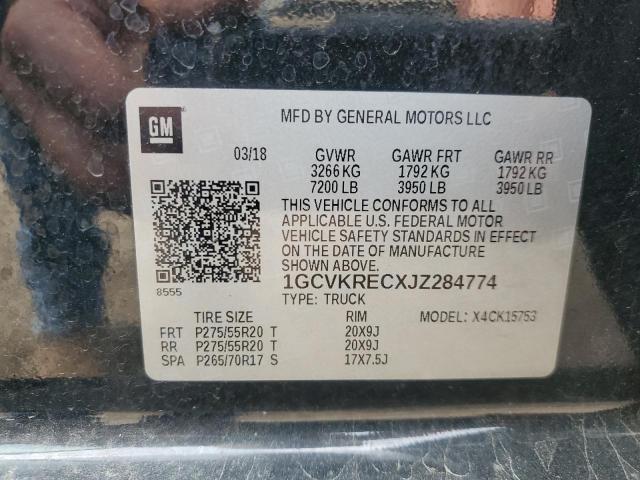 1GCVKRECXJZ284774 - 2018 CHEVROLET SILVERADO K1500 LT Noir photo 12