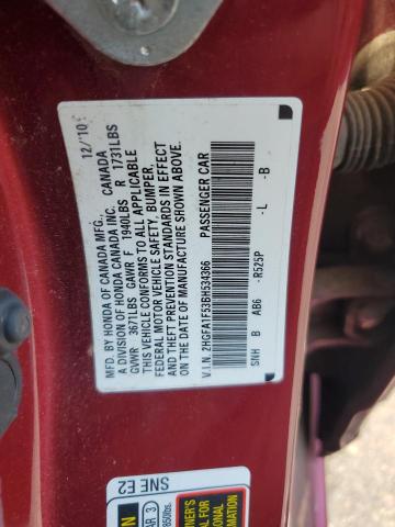 2HGFA1F53BH534366 - 2011 HONDA CIVIC LX MAROON photo 12