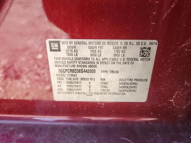 3GCPCREC5EG442000 - 2014 CHEVROLET SILVERADO C1500 LT RED photo 12