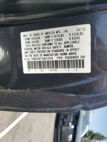 1HGCS1B77CA013240 - 2012 HONDA ACCORD EX CHARCOAL photo 12