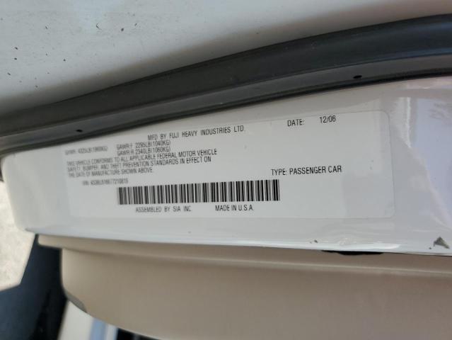 4S3BL616677210819 - 2007 SUBARU LEGACY 2.5I WHITE photo 12