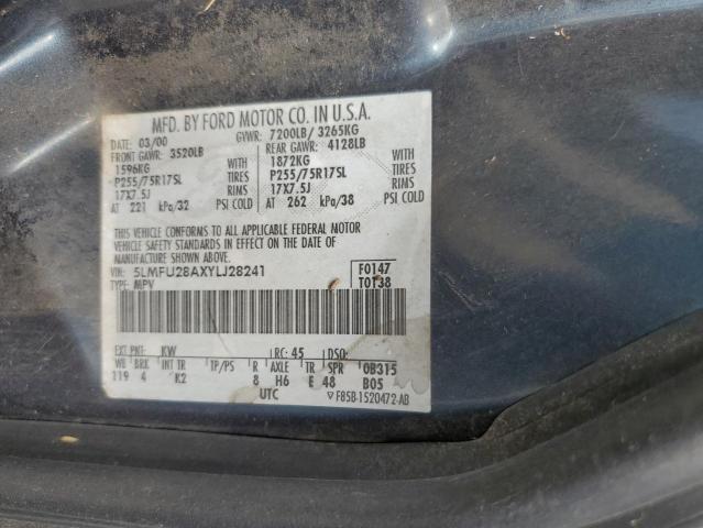 5LMFU28AXYLJ28241 - 2000 LINCOLN NAVIGATOR ლურჯი ფოტო 14