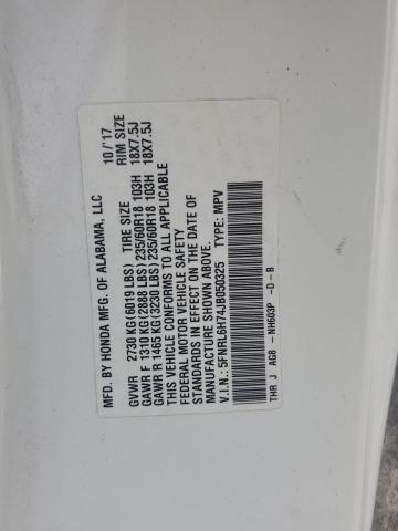 5FNRL6H74JB050325 - 2018 HONDA ODYSSEY EXL Biały zdjęcie 13