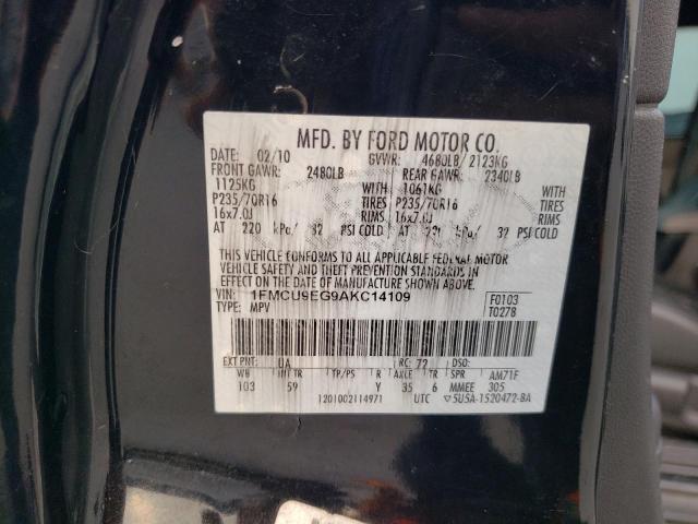 1FMCU9EG9AKC14109 - 2010 FORD ESCAPE LIMITED BLACK photo 13