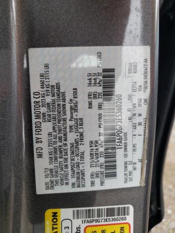 1FA6P0G73E5360260 - 2014 FORD FUSION S GRAY photo 13