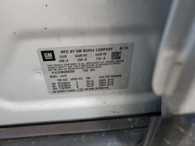 KL4CJESB5KB962690 - 2019 BUICK ENCORE PREFERRED ვერცხლისფერი ფოტო 12