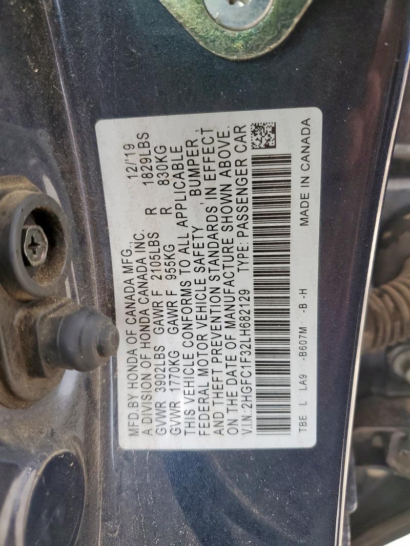 2HGFC1F32LH682129 - 2020 HONDA CIVIC EX BLUE photo 12