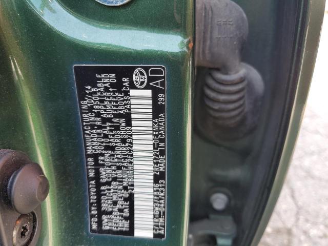 2T1BURHE2FC279709 - 2015 TOYOTA COROLLA L 绿色 照片 12