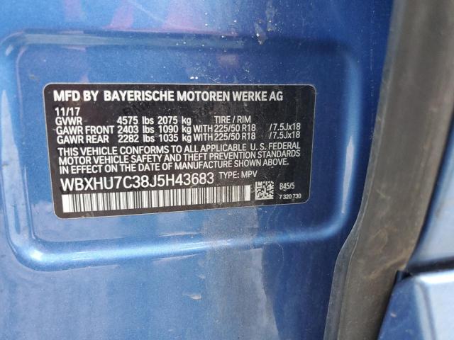 WBXHU7C38J5H43683 - 2018 BMW X1 SDRIVE28I BLUE photo 13