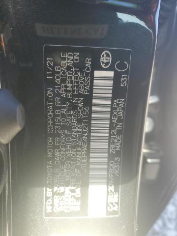 JTDEPMAE4NJ211156 - 2022 TOYOTA COROLLA LE Siyah fotoğraf 12