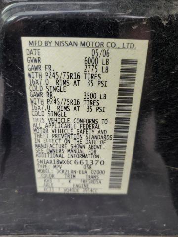 5N1AR18WX6C661370 - 2006 NISSAN PATHFINDER LE BLACK photo 13