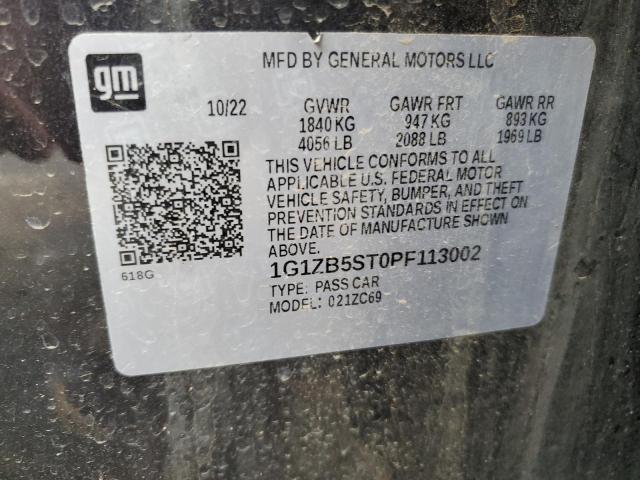 1G1ZB5ST0PF113002 - 2023 CHEVROLET MALIBU LS Graphite photo 12