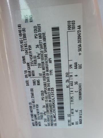 5LMCJ3C95KUL13135 - 2019 LINCOLN MKC RESERVE Biały zdjęcie 14