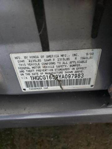 1HGCG1659YA097983 - 2000 HONDA ACCORD EX GRAY photo 12