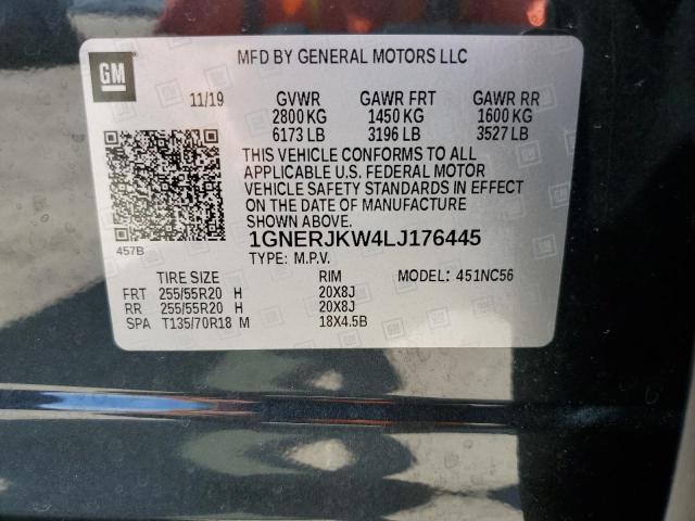 1GNERJKW4LJ176445 - 2020 CHEVROLET TRAVERSE RS GRAY photo 14