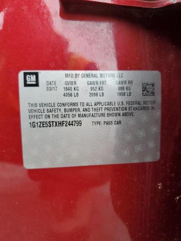 1G1ZE5STXHF244799 - 2017 CHEVROLET MALIBU LT RED photo 12