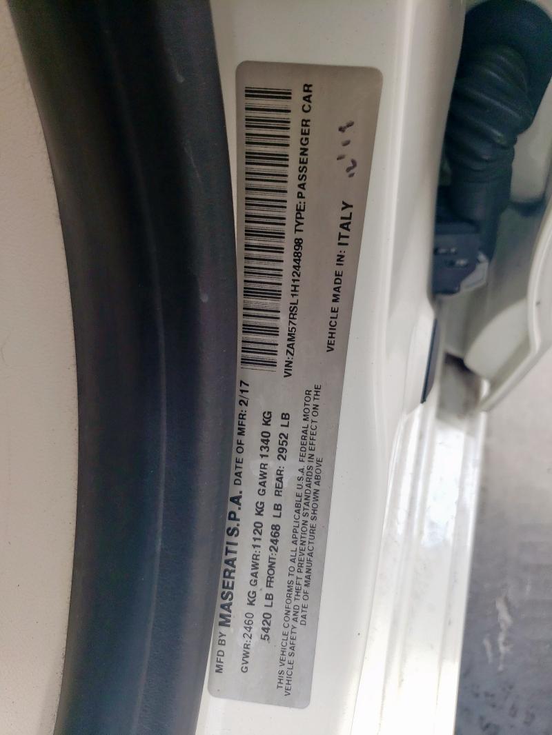 ZAM57RSL1H1244898 - 2017 MASERATI GHIBLI S Ақ фото 12