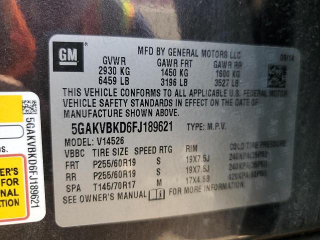 5GAKVBKD6FJ189621 - 2015 BUICK ENCLAVE BLACK photo 13