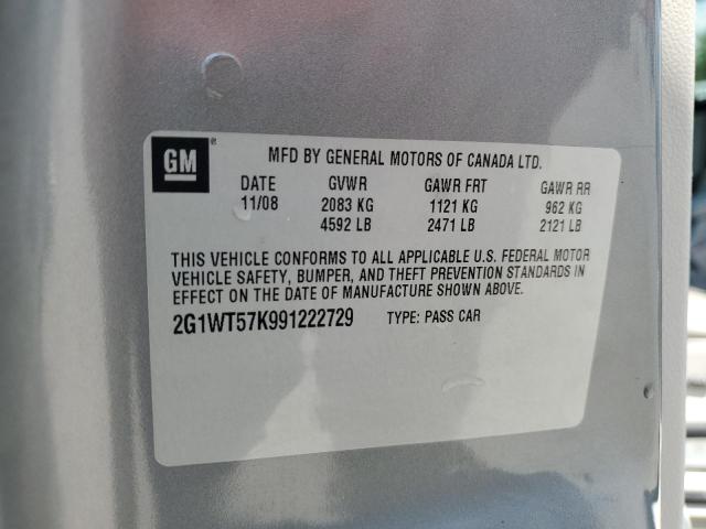 2G1WT57K991222729 - 2009 CHEVROLET IMPALA 1LT 灰色 照片 13