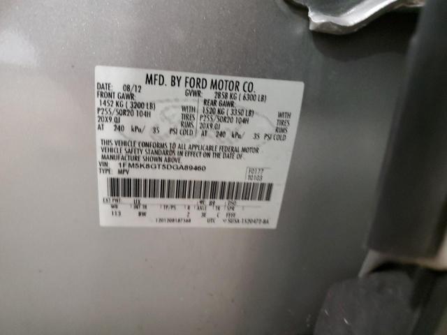 1FM5K8GT5DGA89460 - 2013 FORD EXPLORER SPORT ვერცხლისფერი ფოტო 13