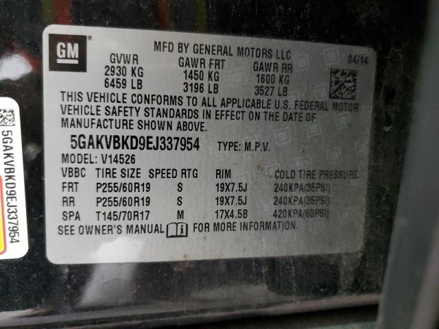 5GAKVBKD9EJ337954 - 2014 BUICK ENCLAVE BLACK photo 13