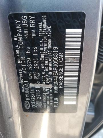 KMHGN4JE4FU058319 - 2015 HYUNDAI GENESIS 3.8L Grafitowy zdjęcie 12