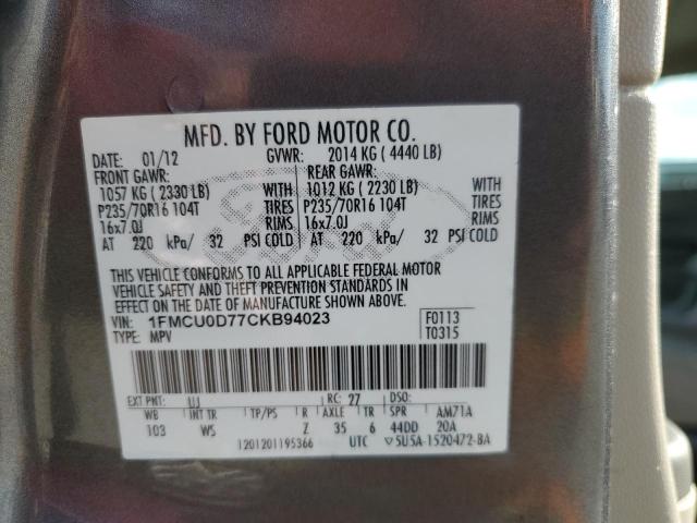 1FMCU0D77CKB94023 - 2012 FORD ESCAPE XLT GRAY photo 26