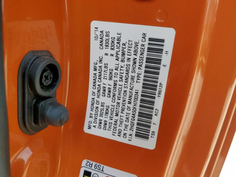 2HGFG4A50FH700341 - 2015 HONDA CIVIC SI Narıncı foto 13