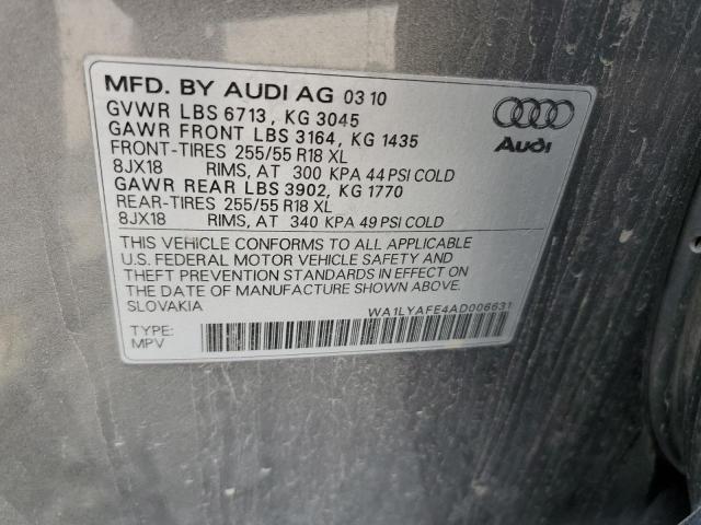 WA1LYAFE4AD006631 - 2010 AUDI Q7 PREMIUM PLUS GRAY photo 12