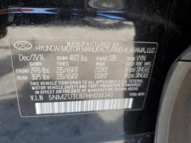 5NMZU3LB7HH036340 - 2017 HYUNDAI SANTA FE SPORT შავი ფოტო 13