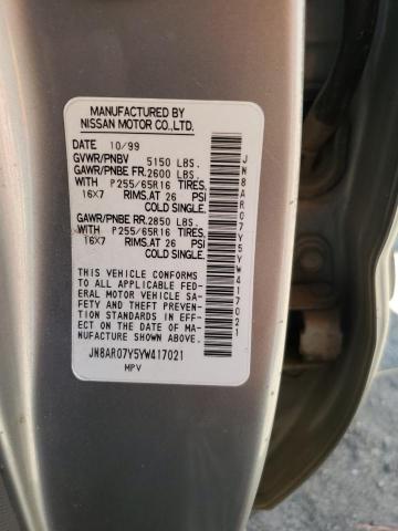 JN8AR07Y5YW417021 - 2000 NISSAN PATHFINDER LE 银色 照片 13