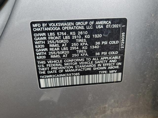 1V2WR2CA9MC597085 - 2021 VOLKSWAGEN ATLAS SE ვერცხლისფერი ფოტო 13