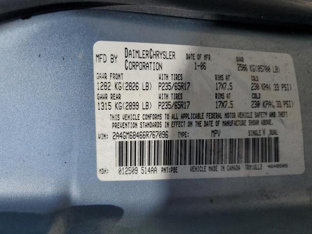 2A4GM68466R767096 - 2006 CHRYSLER PACIFICA TOURING BLUE photo 13