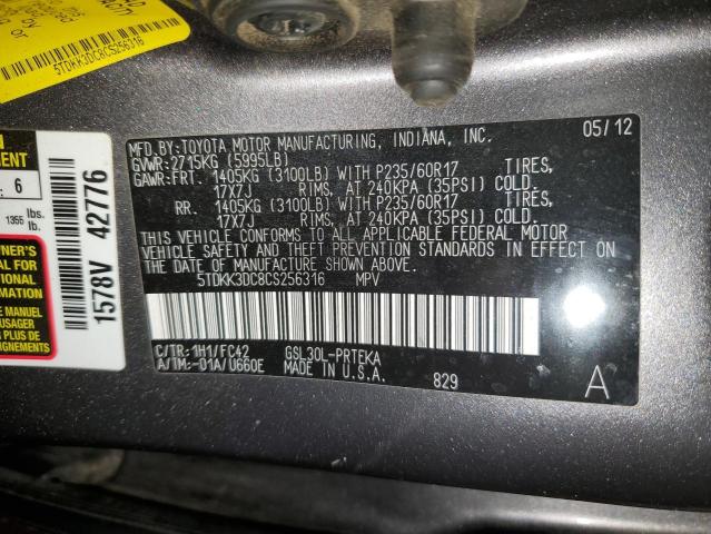 5TDKK3DC8CS256316 - 2012 TOYOTA SIENNA LE GRAY photo 14