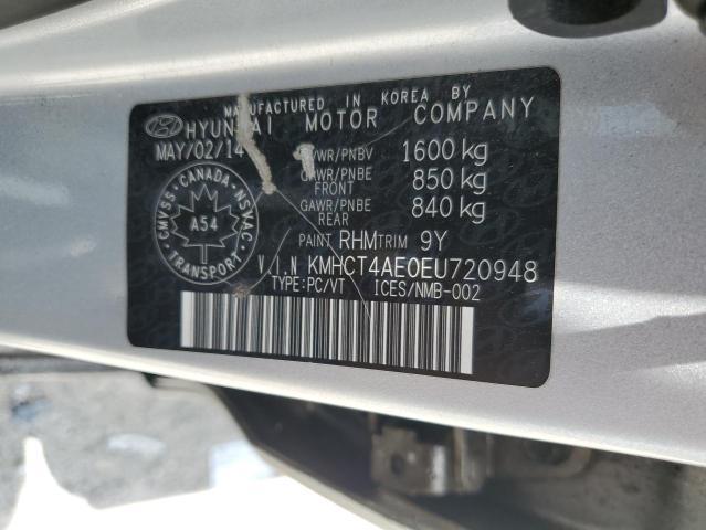 KMHCT4AE0EU720948 - 2014 HYUNDAI ACCENT GLS SILVER photo 12