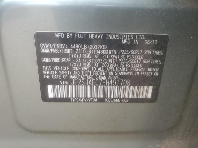 JF2SJAEC7EH491708 - 2014 SUBARU FORESTER 2.5I PREMIUM GREEN photo 14