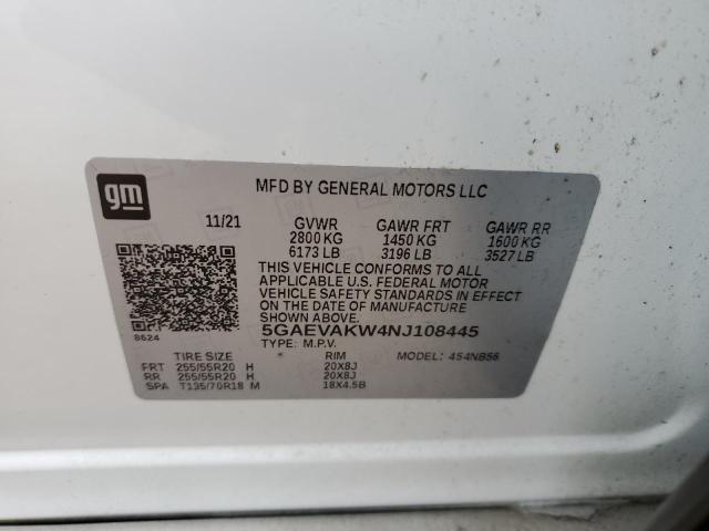 5GAEVAKW4NJ108445 - 2022 BUICK ENCLAVE ESSENCE WHITE photo 14